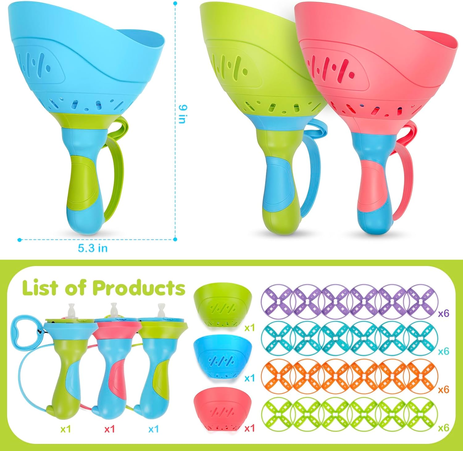 Outdoor Toys for Kids Ages 4-8, 3 Packs Flying Catching Game, Outside Manual Capture Chasing Toys for Ages 3-7, Fun Family Games for Boys Girls Ages 2 3 4 5 6