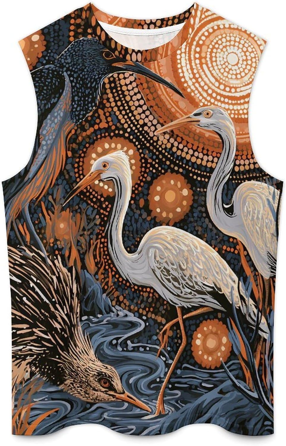 Australian Birds Dot Art Men's Sleeveless Shirt Small
