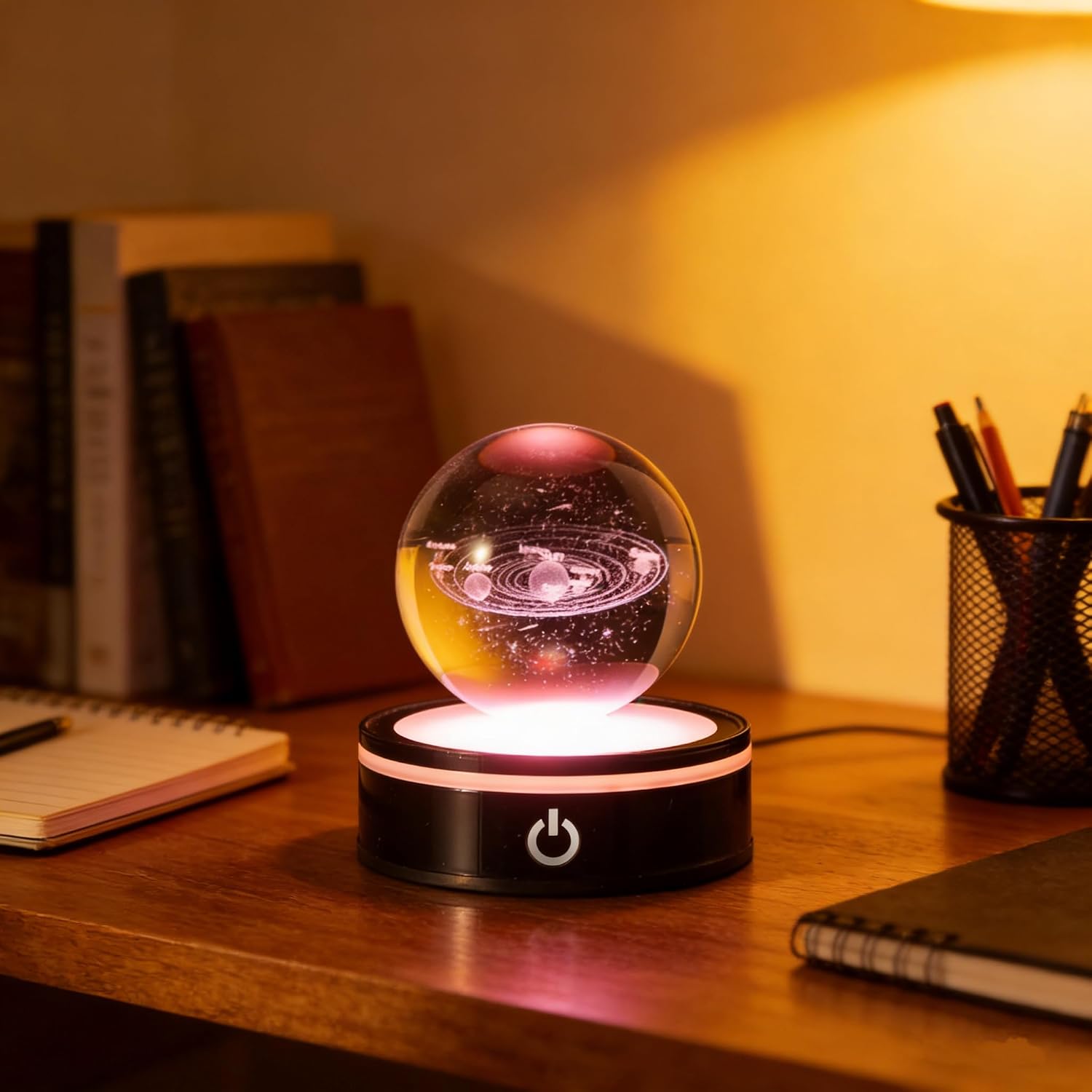 3D Solar System Crystal Ball with LED Colorful Light Base image 5