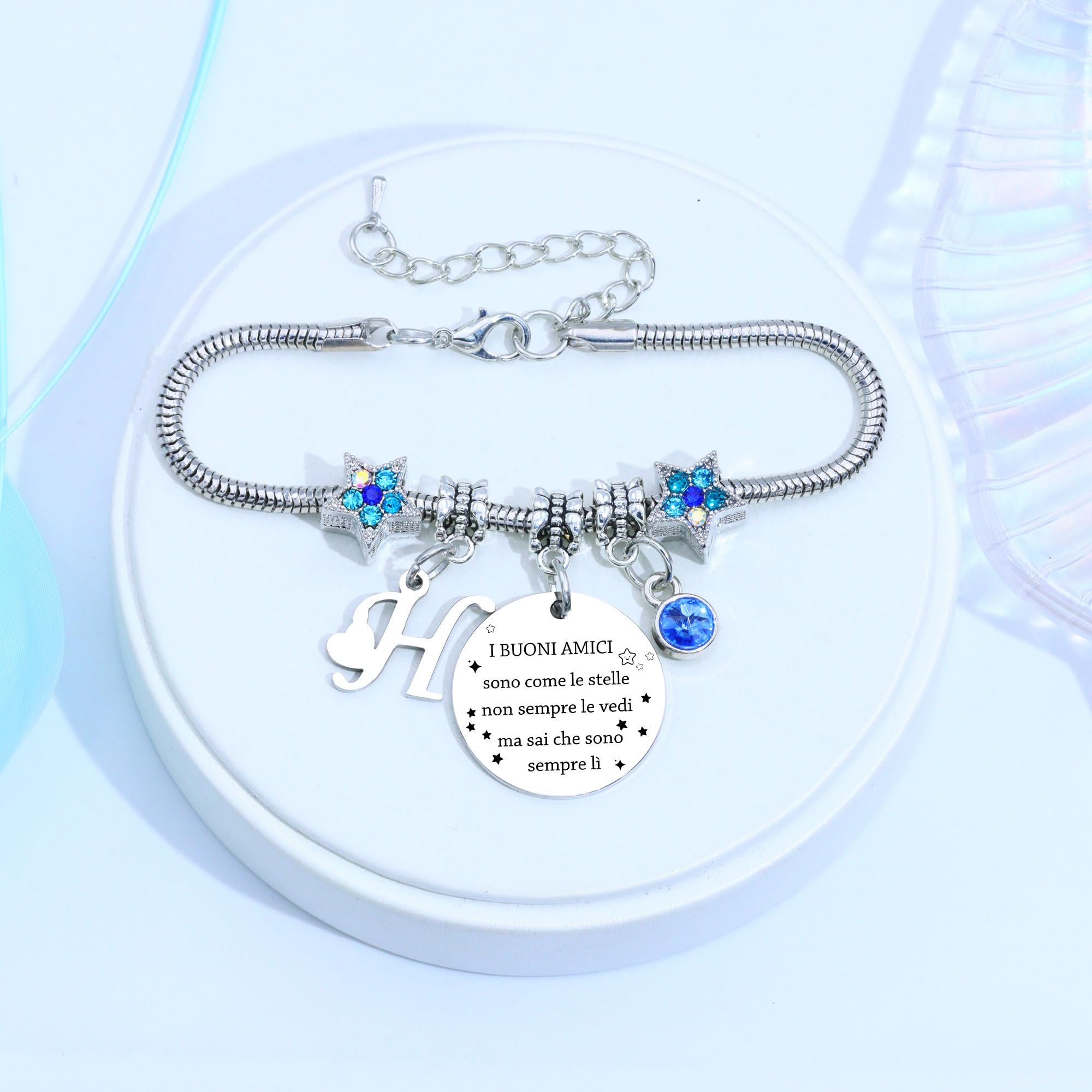 COEROW Braccialetti Delle Donne Con Lettere Iniziali-Regalo Personalizzato Per Buoni Amici,Amicizia Stella Bracciale e Ragazze Braccialetti-Nome Braccialetti Dare Sorella Collega Figlia Gioielli