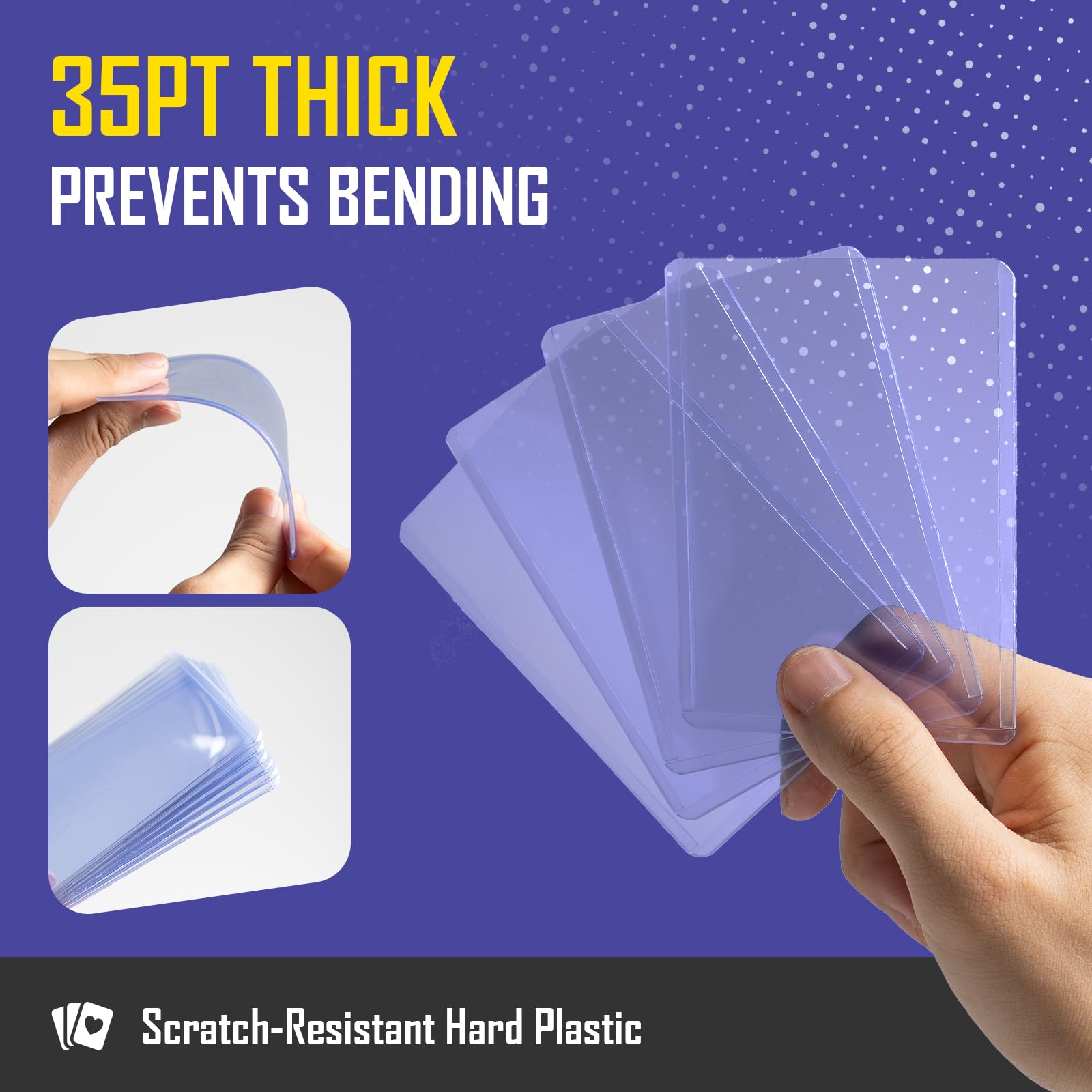 50Pcs Clear Card Sleeves, 35pt Hard Plastic Top Loaders, Trading Card Protectors for MTG/Yugioh Sports Cards (7.6x10cm) - Image 3