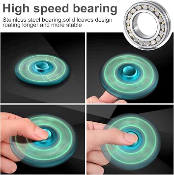 Aolcev Fidget Spinner Light Up Fidget Toys Metal Ultra Durable Stainless Steel Bearing High Speed Precision 4-10 Min Spins with Fluorescent Focus Anxiety Hand Fidget Spinners for Kids Adults-Blue