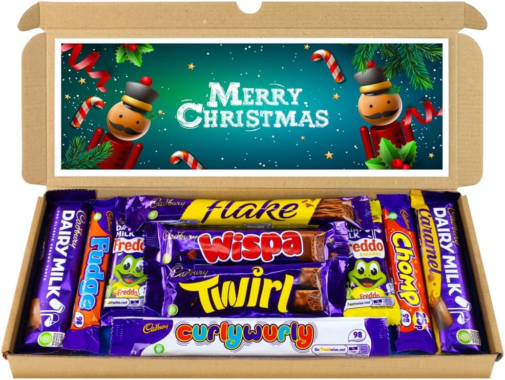 Christmas Chocolate Hamper | Letter box Chocolate Gift Selection Box | 10 Fullsize Dairy Milk Chocolate bars | Ideal Secret Santa Gifts For Women & Men (Merry Christmas)