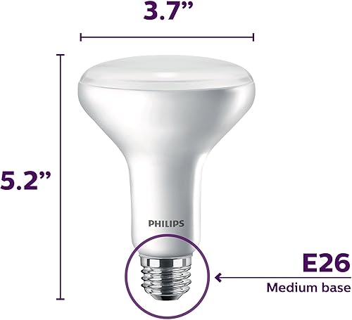 Miniatura 3 de Philips Bombilla LED regulable BR30 650 lúmenes, 5000 Kelvin, 11 vatios (equivalente a 65 vatios), base E26, esmerilada, luz diurna, paquete de 6