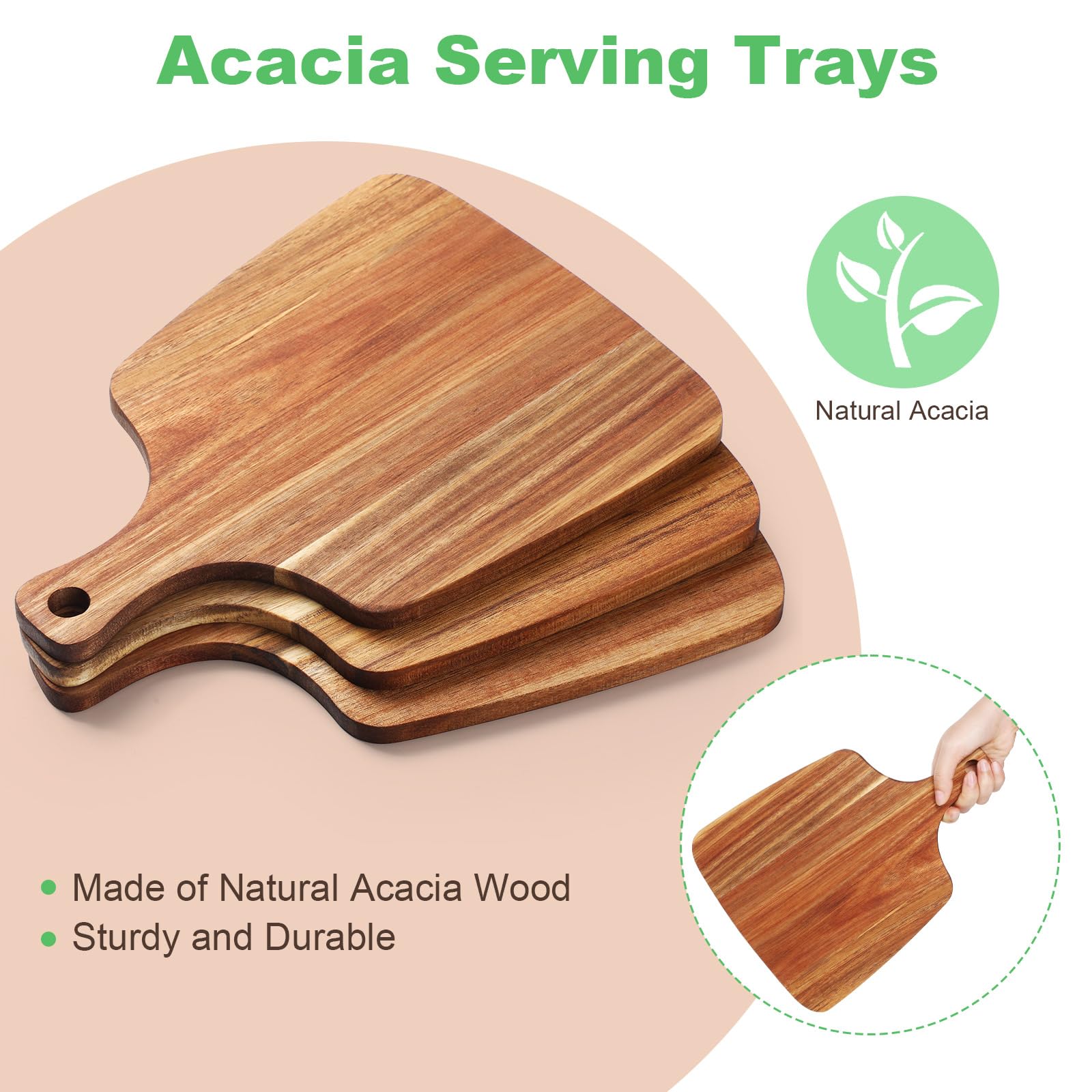 Vesici 12 tablas de cortar con asa de madera de acacia de 30,5 x 21,5 cm, para servir despedidas de soltera, aperitivo, tabla de charcutería con asas, regalo de boda para pareja, para cocina, carne
