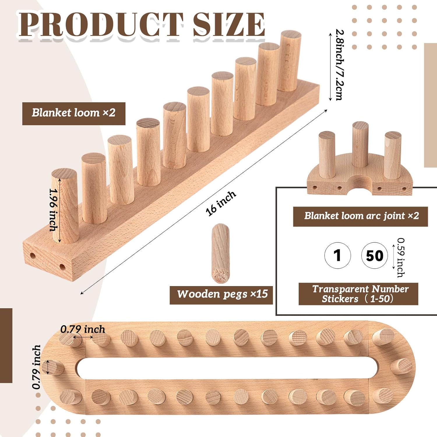 Novabright Fiwochic 32 Inch Chunky Yarn Blanket Loom Kit Adjustable Beech Wooden Frame No Needle Hand Knitting for Thick Yarn Projects DIY Beginners Craft Gift