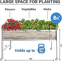 Vista 23 de Foreman Raised Garden Bed on Wheels – Weather-Resistant Raised Garden Bed (48" x 24" x 32") with Drainage, Ideal Raised Garden Bed for Vegetables &