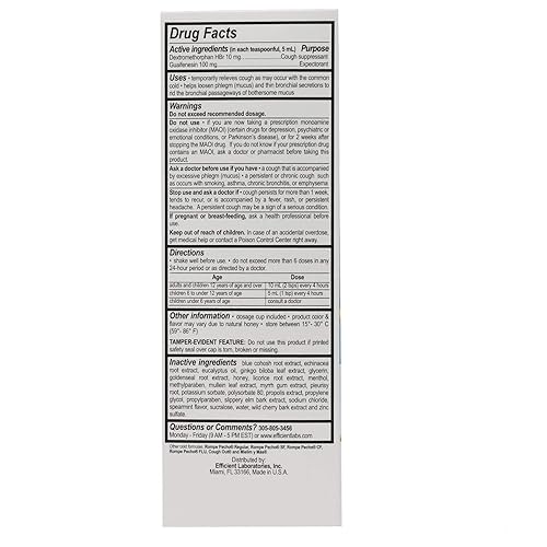 Miniatura 3 de supresor de tos, jarabe expectorante, 6 Fl Oz, Botella.