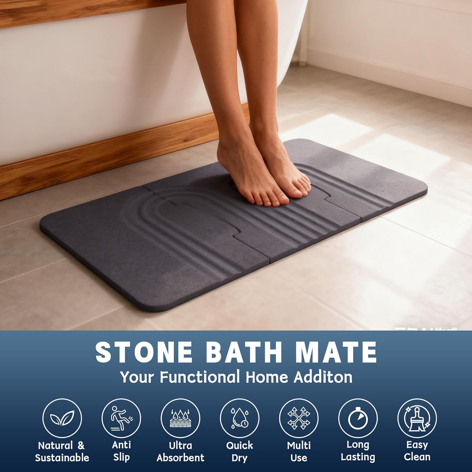 32 * 20 Stone Bath Mat Extra Large Diatomaceous Earth Non-Slip Shower Mat Quick Drying Diatomite Bath Stone Mats for Bathroom - Image 4