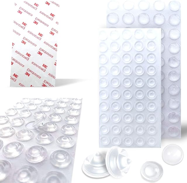 Uni-Fine Transparent Silicone Pad, 3 Size Clear Rubber Feet Self-Adhesive Elastic Door Bumper Non-Slip Noise Dampening Pads for Doors/Cabinets/Vases/Electronic Equipment, 150Pcs