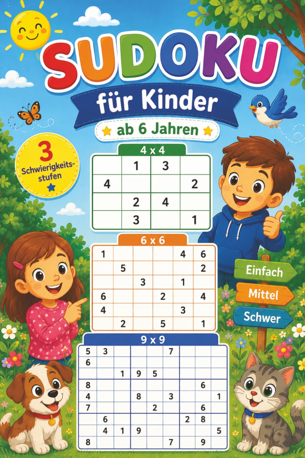 Sudoku für Kinder ab 6 Jahren: Sudoku Rätselspaß speziell für Kinder und Anfänger: Über 300 spannende Logikrätsel | Inklusive Anleitung & Lösungen | ... zur Förderung von Konzentration und Logik