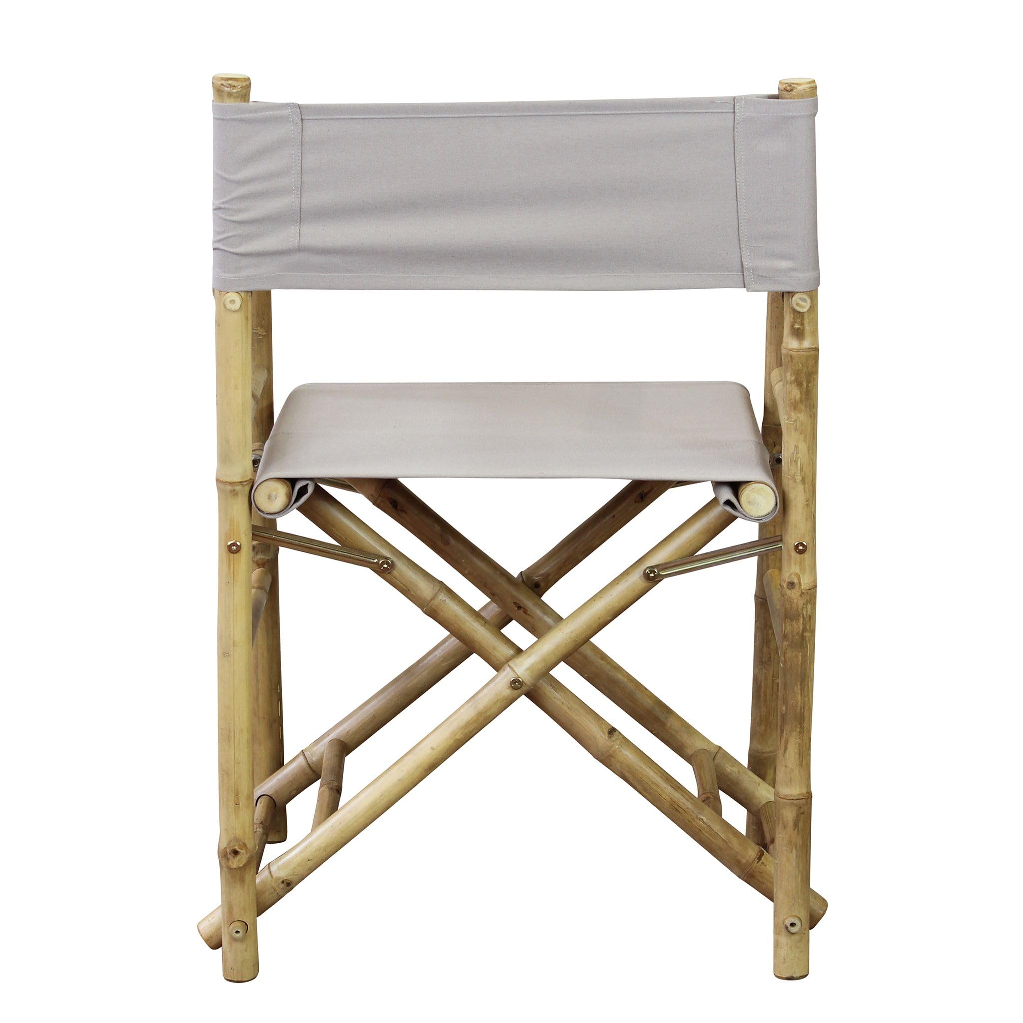 milani home - poltrona regista pieghevole, bamboo e tessuto, tortora e marrone, seduta pieghevole outdoor