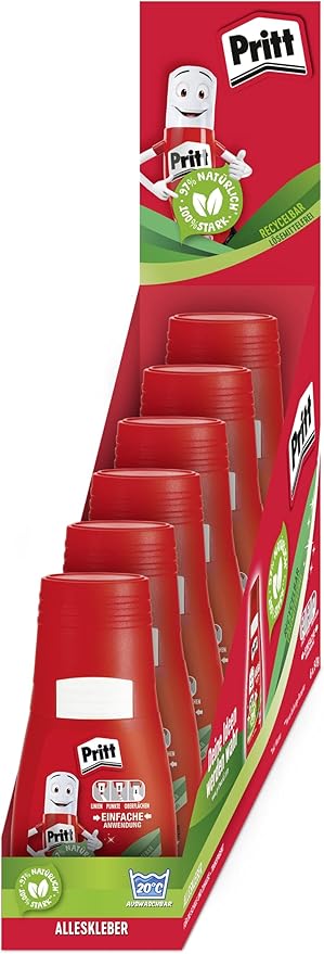 Pritt Alleskleber, schnell trocknender Kleber mit einfacher Anwendung, lösemittelfreier Flüssigkleber für Kinder, transparenter Bastelkleber für viele Bastelmaterialien, 6x50g