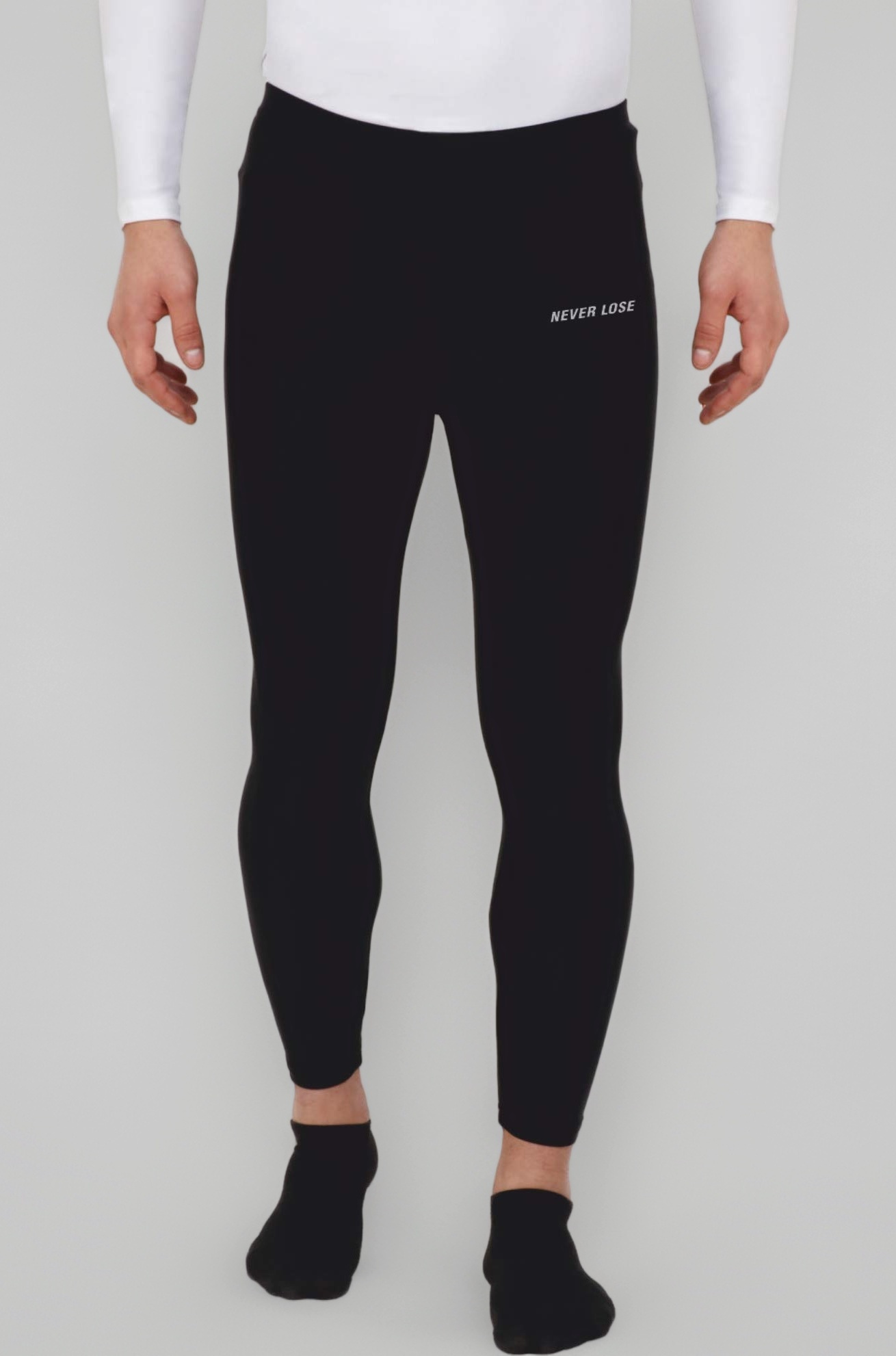 Tight Pant Black Polyester Gym Workout Compression Tights for Men (M, Black)