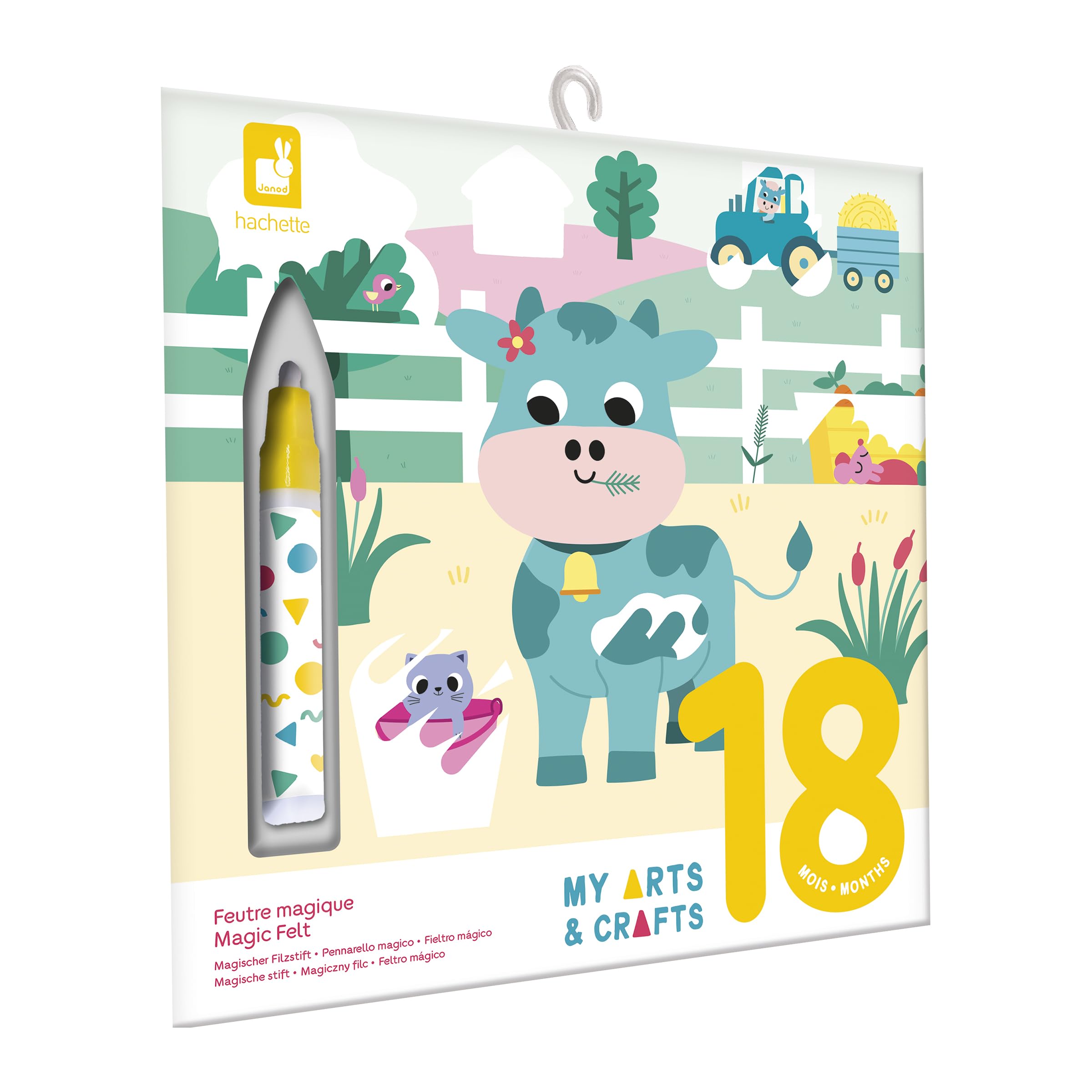 Janod - Magic Felt - Non-Messy Craft Activity for Children with Farm Theme - Creative Leisure Kit - Endless Reuse - Ages 18 months and up