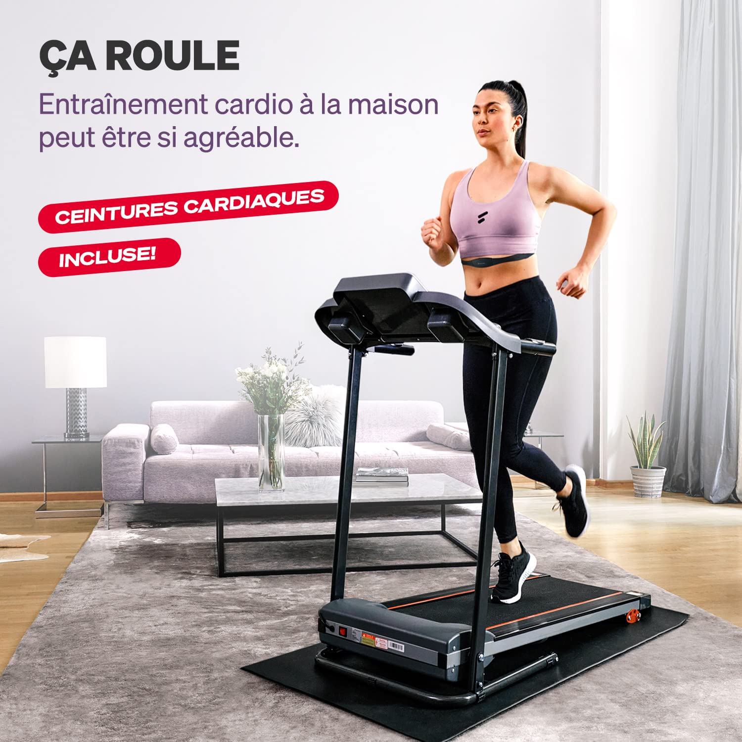Sportstech F10 - Tapis de Course Pliable, Tapis Roulant, Walking Pad, avec 1 an d'App STL Incluse, Bluetooth,12 Programmes, 10km/h, Cardio, Autolubrification, Silencieux, Multi-Couche, LCD, 120kg Max