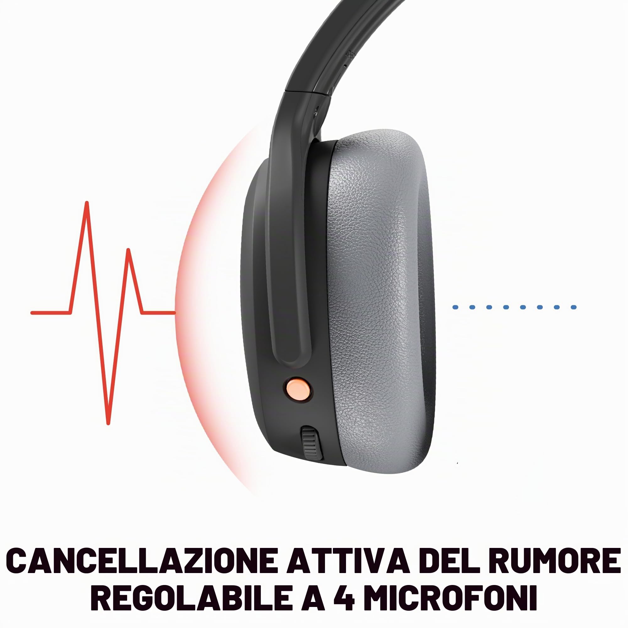 Skullcandy Crusher ANC 2 Cuffie wireless over-ear con cancellazione del rumore con bassi sensoriali, batteria da 50 ore, Skull-iQ, abilitato Alexa, microfono, funziona con dispositivi Bluetooth,