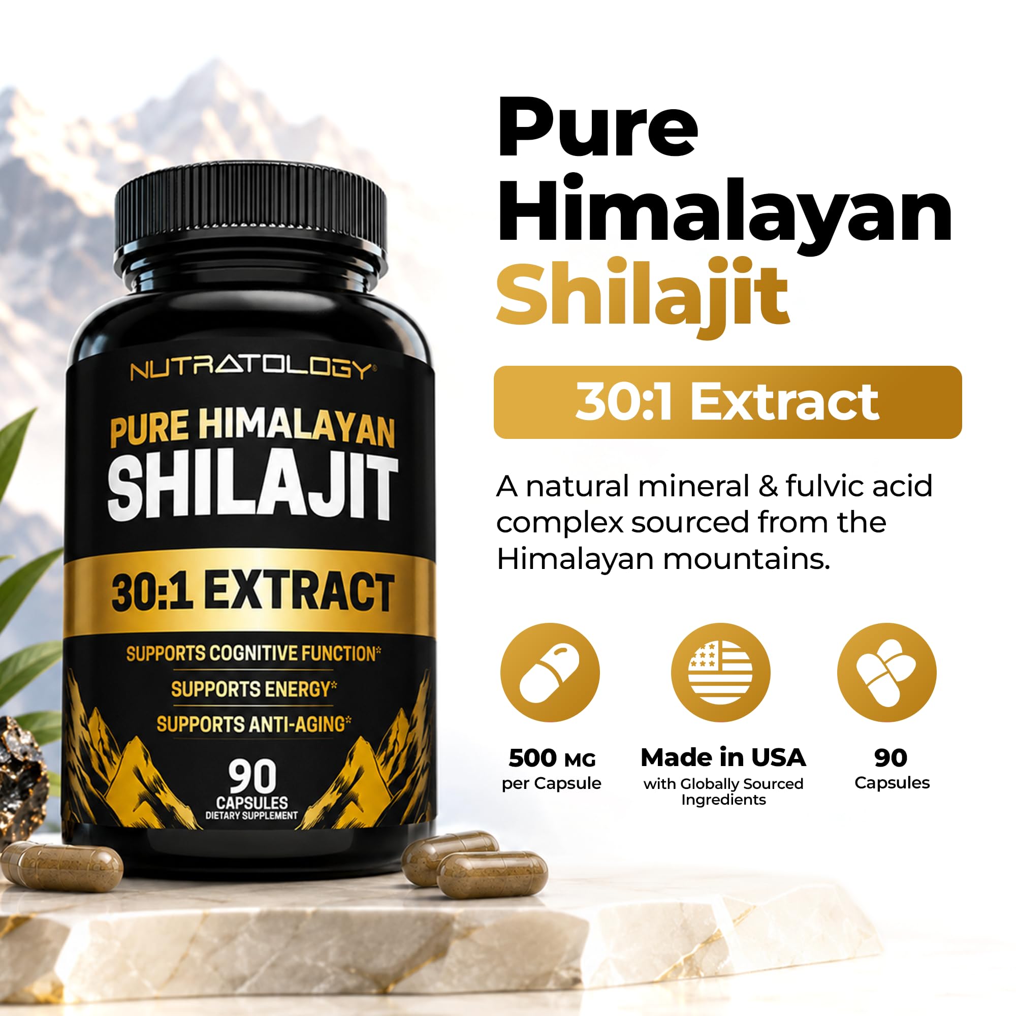 Nutratology Shilajit Capsules | Shilajit for Men & Women | 500mg | 90 Caps — Amazon image 3