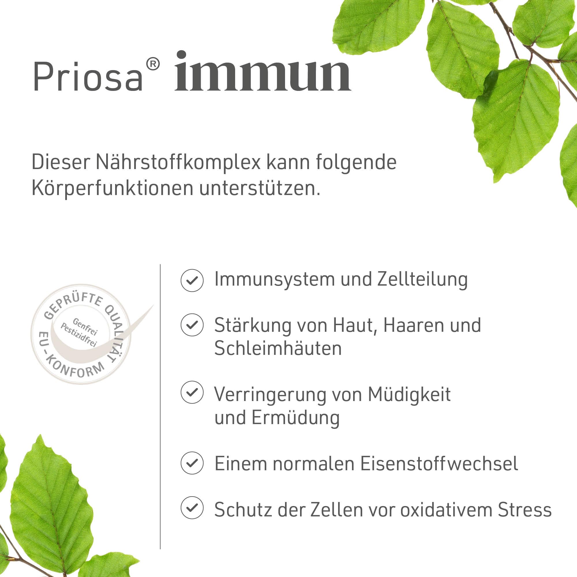 Priosa® IMMUN 100 Kapseln I Vollständiger Multi-Vitamin-Komplex I Trägt zur psychischen und geistigen Funktion bei I Kann Immunsystem & Nervensystem unterstützen I Vegane Vitamine