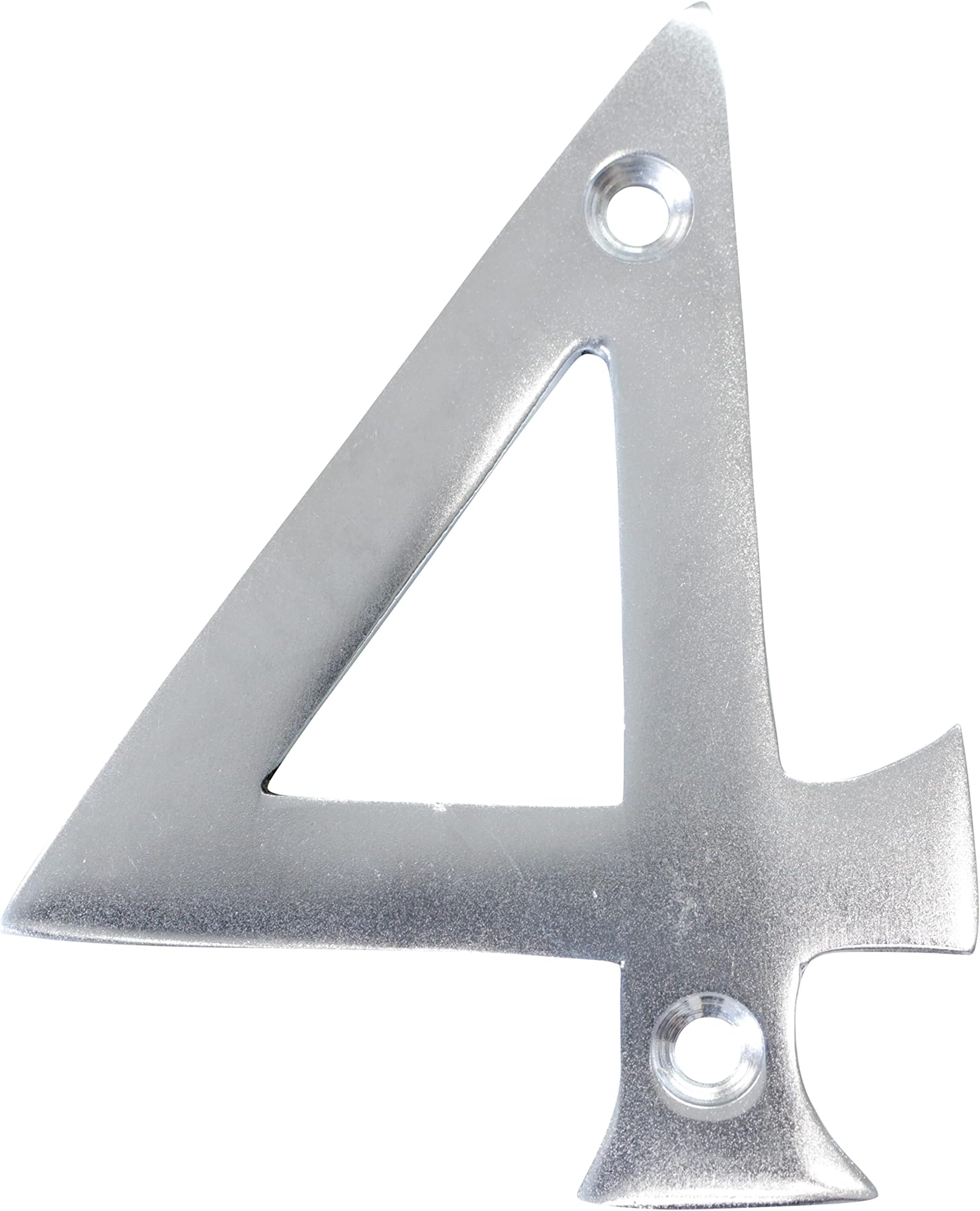 RCH Hardware Solid Brass 3" Tall House Number 4, Satin Chrome Matte Silver Matching Screws Included