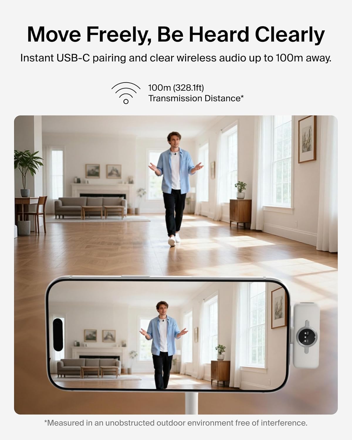Belkin Stage Wireless Mini Microphone, Wearable Clip On Magnetic Mics for iPhone 17/16/15, Android, 24-bit/48 kHz, Noise Reduction, Dual Lavalier Microphone for YouTube, Vlogging, 36H Battery