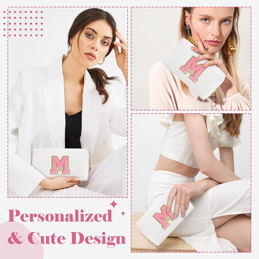 【L'Appartement Bonjour Pouch】 Amazon.com : Personalized Makeup Bag Initial A-Z Preppy