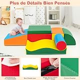 COSTWAY 7PCS Parcours Motricité Bébé en Mousse EPE avec Housse en PU, Module Motricité Bébé avec Diverses Couleurs, Aire de Jeux Éducatif pour Ramper Grimper pour 18 Mois+ - 6