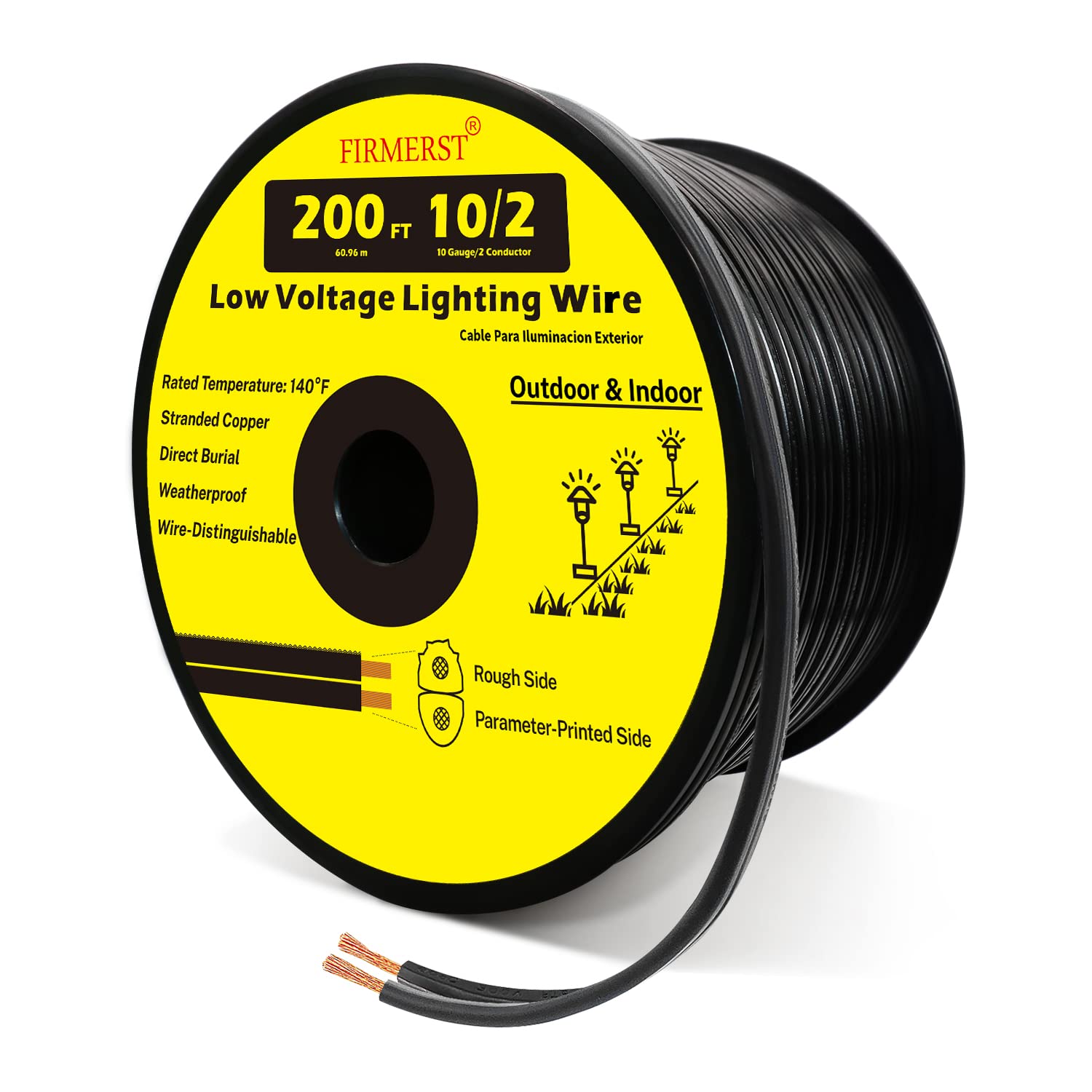 FIRMERST 10/2 Low Voltage Direct Burial Landscape Lighting Wire Spool 200 Feet