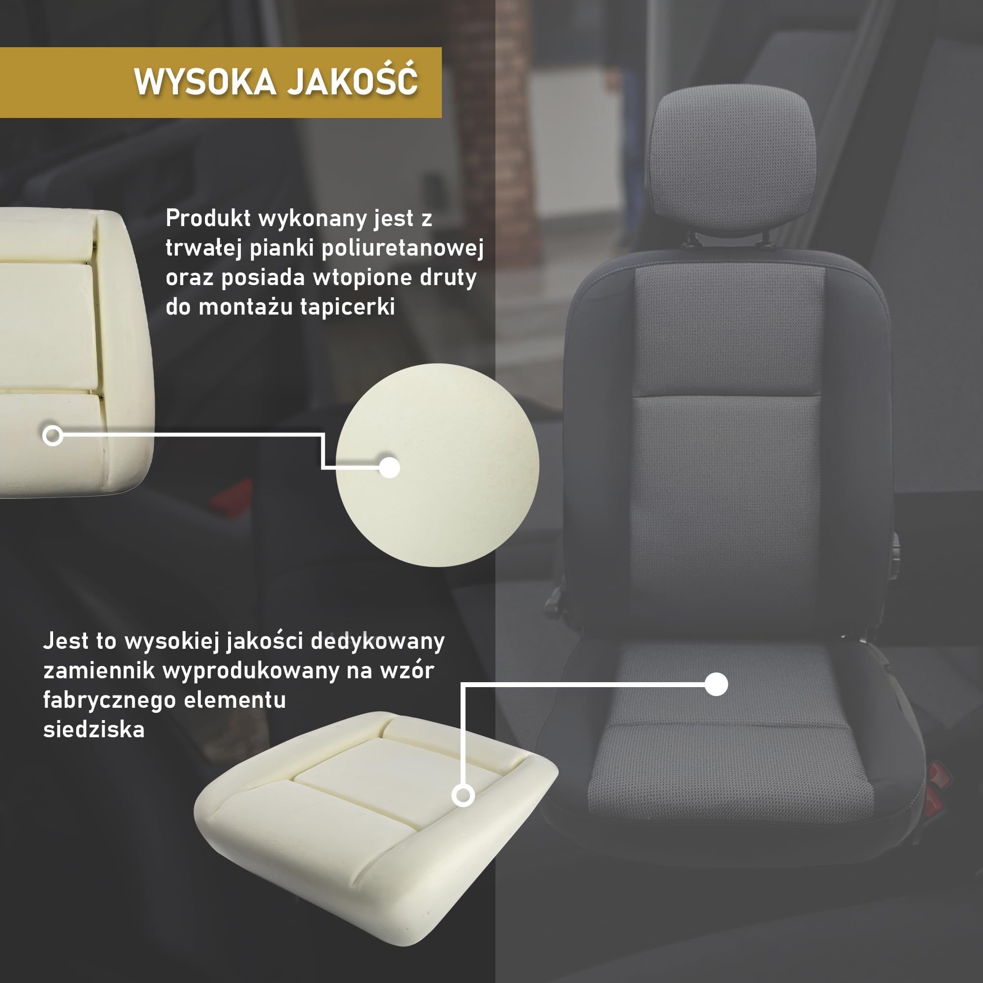 CHROMEMASTER - Kompatybilne z Renault Trafic 2001-2014 | Siedzisko, Pianka Siedziska, Wkładka Piankowa do Foteli Przednich; Wymień Wkładkę Siedziska i Ciesz się Nowym, Wygodnym Fotelem