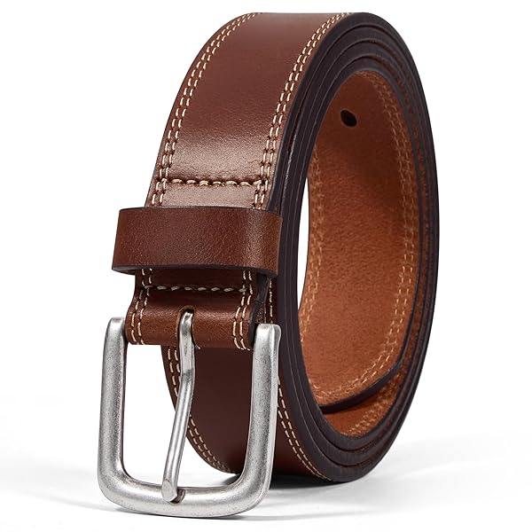 VATAN Men&#x27;s Genuine Leather Casual Every Day Jeans Belts, Handmade Men Leather Belt with Gift Box at Amazon Men’s Clothing store