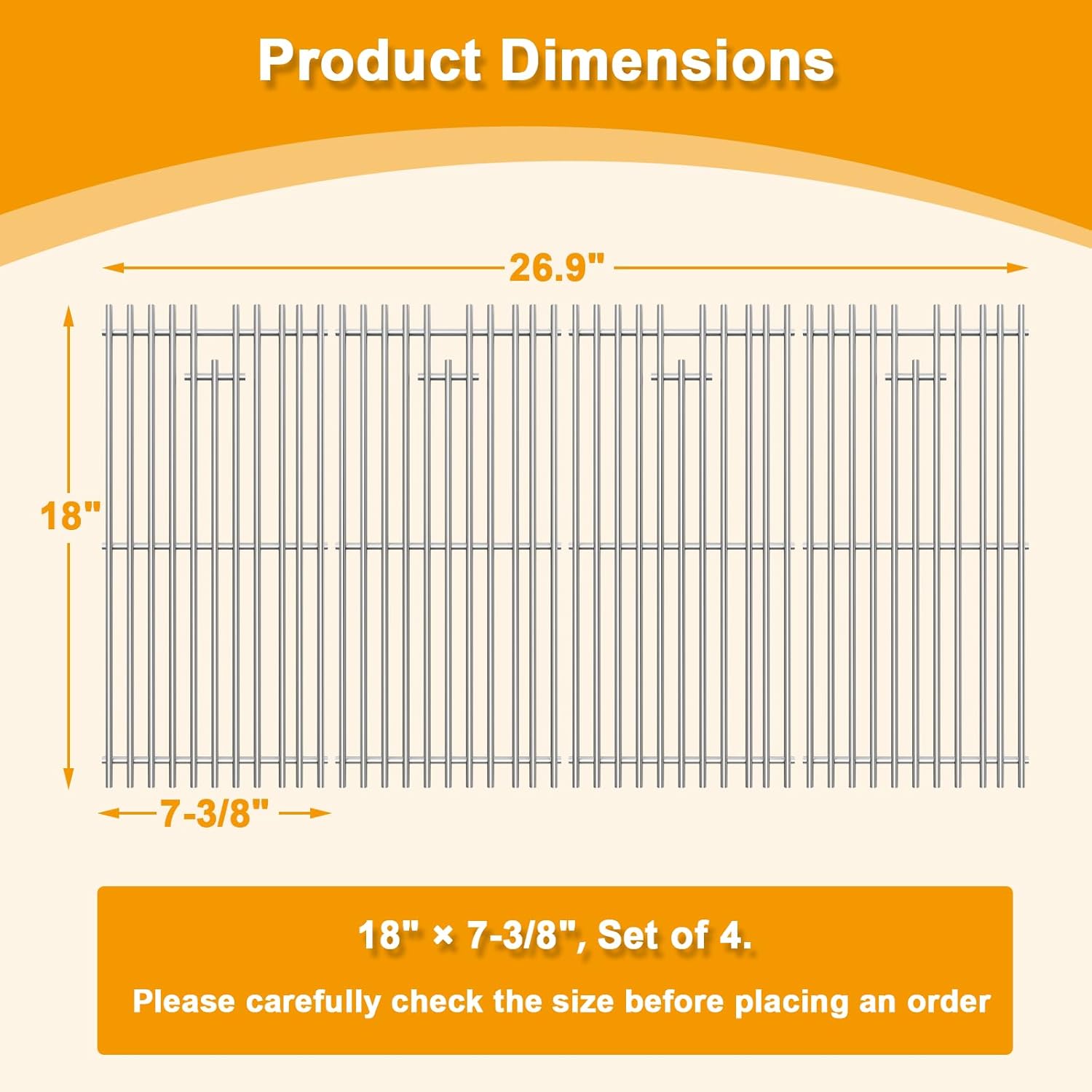Grill Grates Replacement Parts for Blaze Traditional 3 4 5 Burner Grills, Stainless Steel Cooking Grids for Blaze Grill BLZ32034 BLZ-32-034 32-034 CG115SS BLZ-3LTE BLZ-5 BLZ-4LTE BLZ-3 BLZ-4, 4 Pack