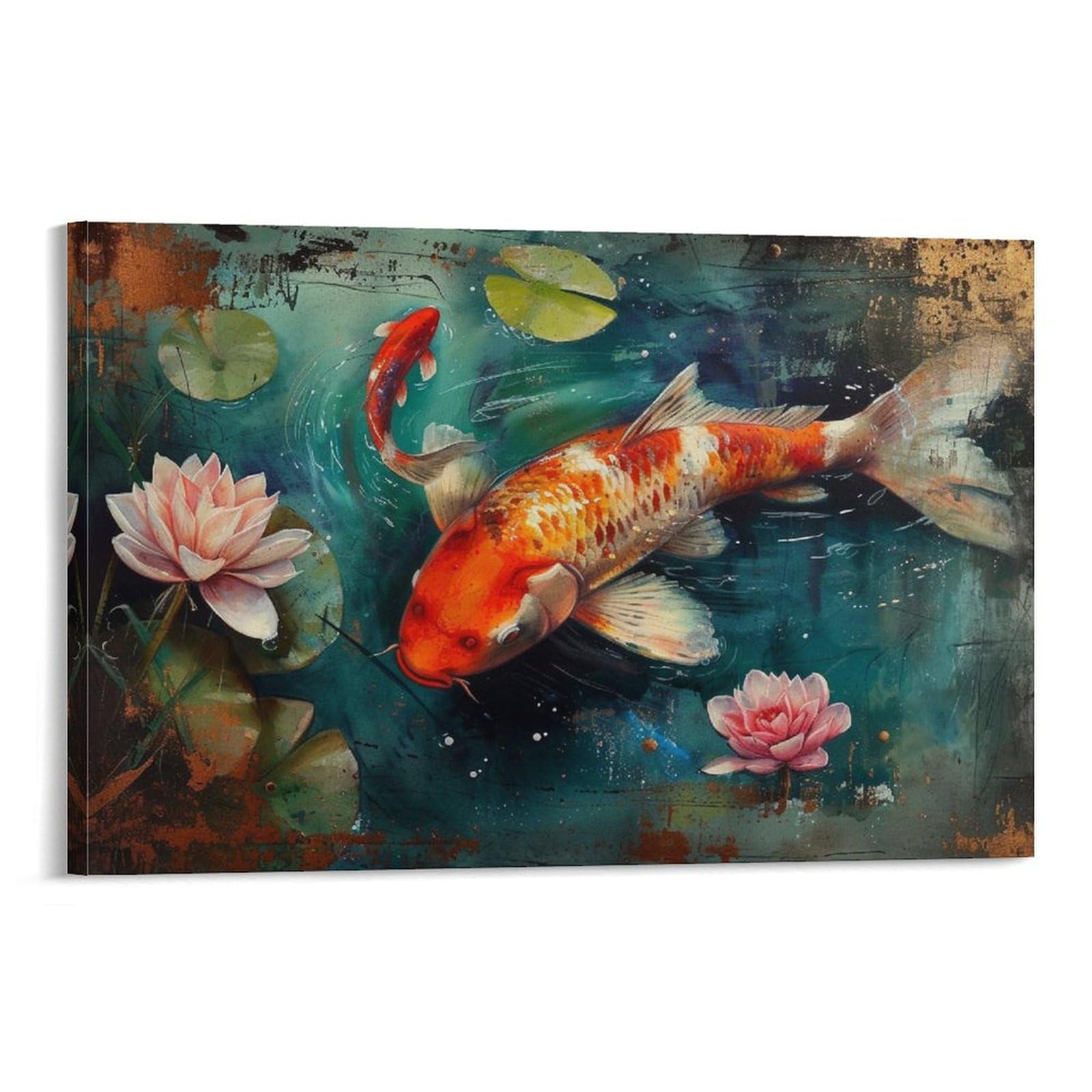 Amazon.co.jp: 絵画 池の中の鯉 アートパネル ポスター 動物写真撮影
