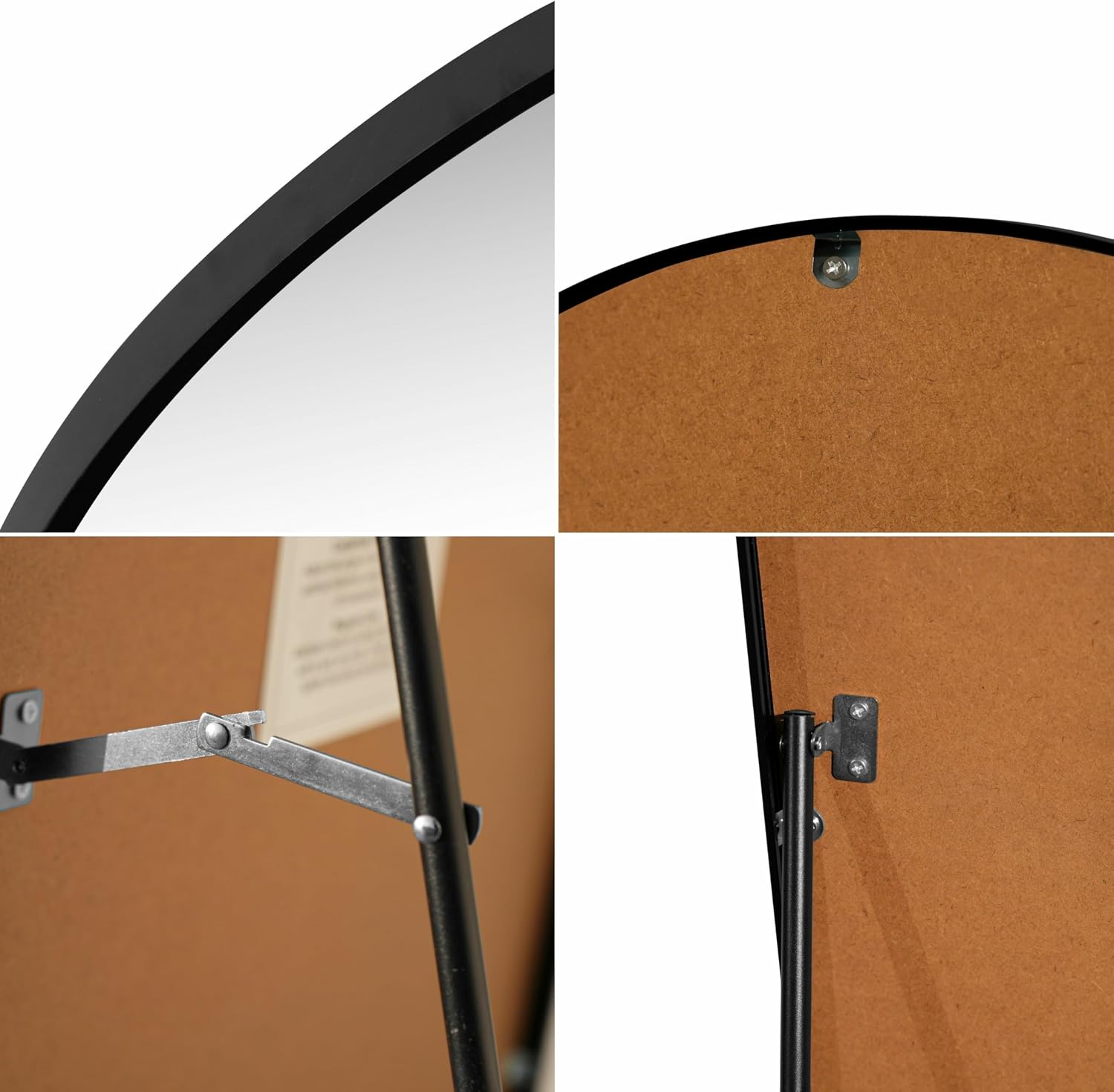 JONATHAN Y Adrian 16" x 59" Black Arched Full Length Mirror Metal Frame Floor Standing for Bedroom Entryway Dressing Area Living Space Large Body with Easel Back Modern Minimalist MIR206A