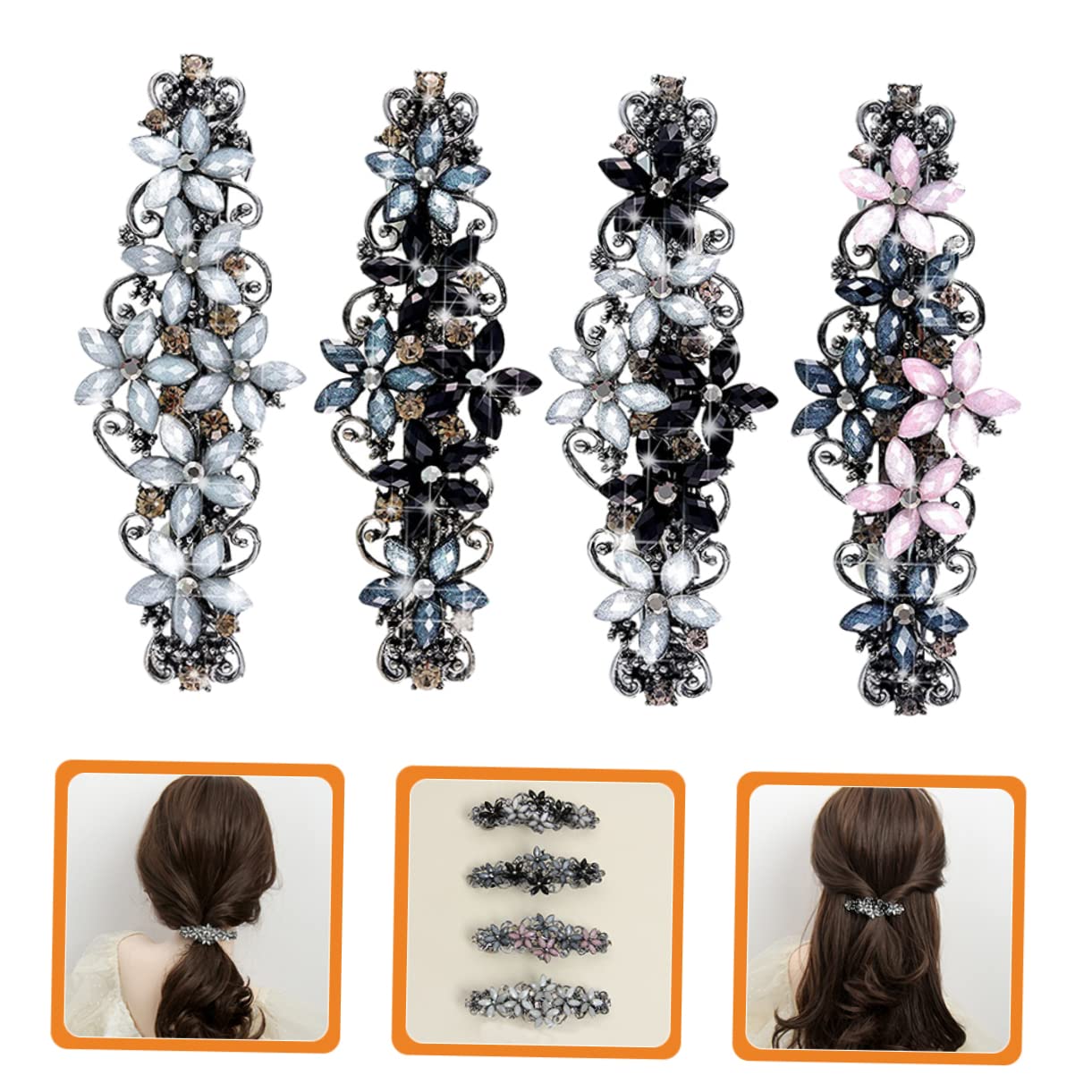 FRCOLOR Set di 16 fermagli per capelli floreali, fermagli per capelli da donna, per capelli, per matrimonio, fermagli per capelli da donna