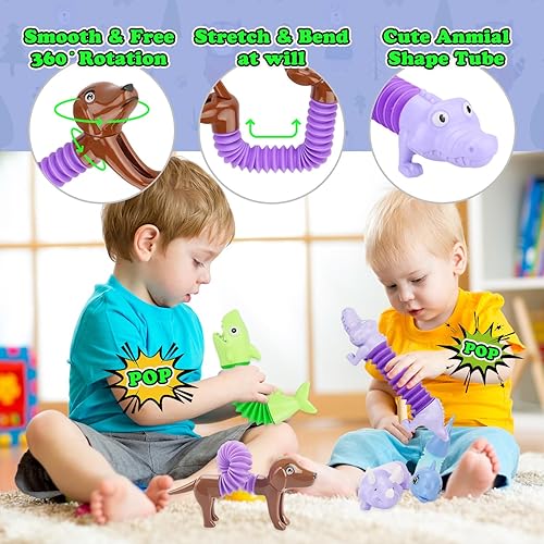 Miniatura 3 de Tubos de animales para ansiedad, juguetes sensoriales para autismo, TDAH, alivio del estrés para canasta de Pascua, premio de aula, recuerdos de