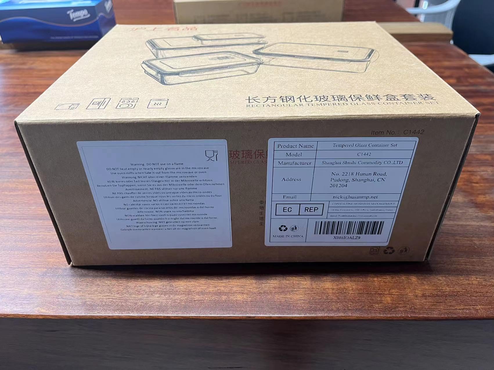 Recipientes de cristal para alimentos - 8 pieza (4 envase, 4 tapa) Set de Contenedores de Alimentos, Apto para lavavajilla, microondas, congelador, A Prueba de Fugas, Sin BPA (Rectangular)