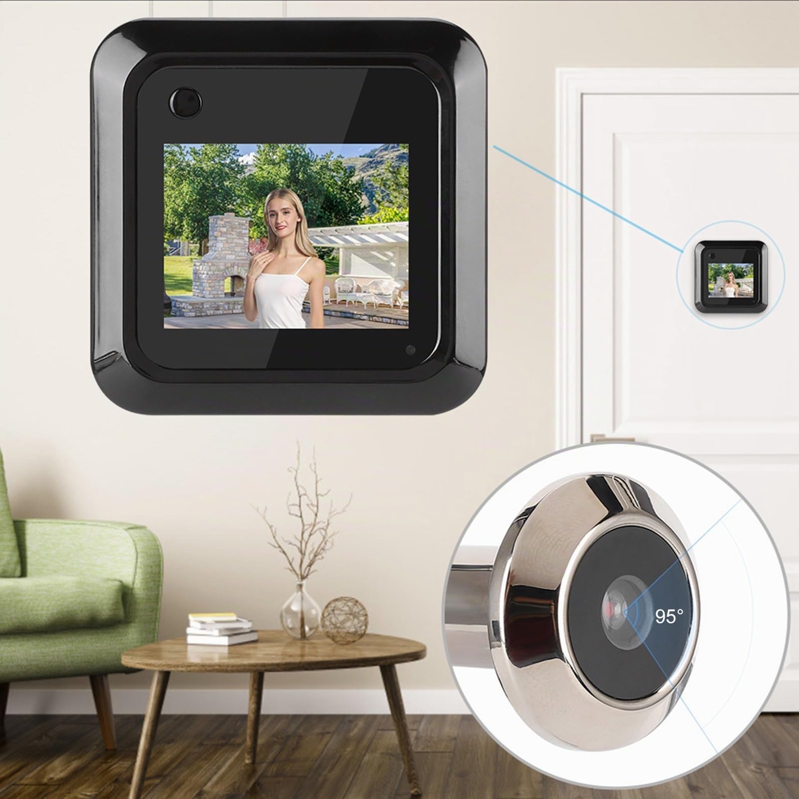 Visionneuse de Porte Intelligente 2,4 Pouces Écran LCD TFT 0,3 MP Caméra Grand Angle 95 ° Enregistrement Photo Écran à Cristaux Liquides TFT 2,4 Pouces Affichage 2,4 95 °
