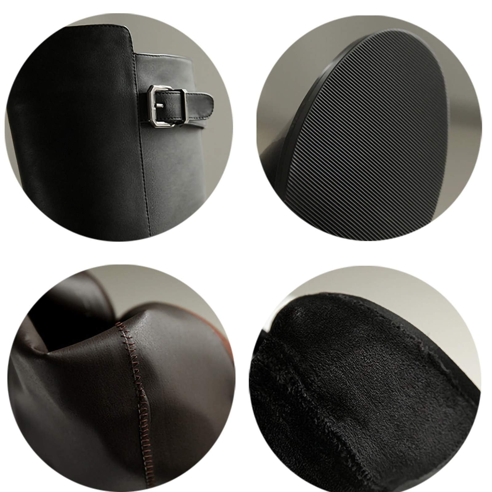 Stivali Da Equitazione Equestri(34-39), Stivali Alti Equestri, Stivali Da Campo, Fibbia Della Cintura/design Con Cerniera Laterale, Pelle Liscia, Per Donna/primavera, Autunno,38,Brown