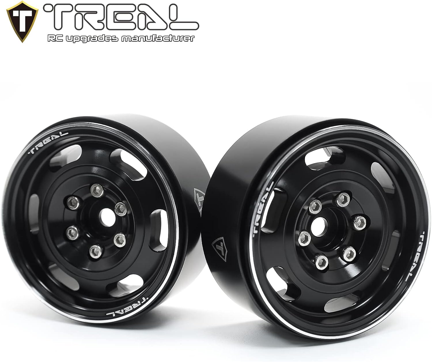 Treal Metal 1.9 Beadlock Wheel Rims 4pcs Vintage Design Wheels Hub for Wagon Wheel 1:10 RC Crawler Axial SCX10 II 90046 SCX10 III AXI03007 TRX-4 -Type G(Black)
