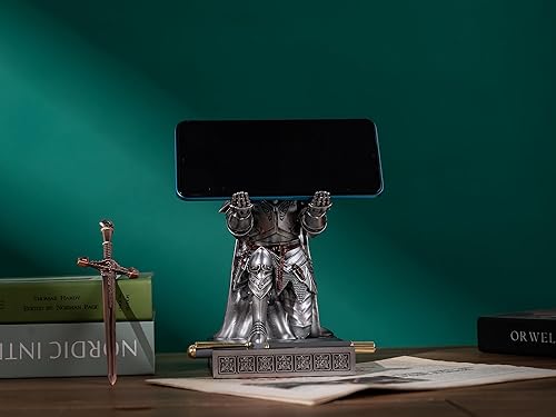 Miniatura 7 de King's Guard Leader Cloak Warrior Knight - Soporte para teléfono celular, estatua de caballero adorno, pisapapeles con un abridor de letras de