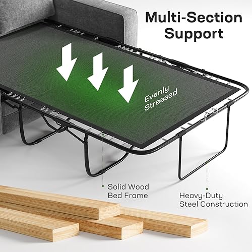 Miniatura 7 de Marsail Sofá cama extraíble, sofá cama tamaño matrimonial con colchón de espuma viscoelástica, 2 fundas de carga USB y extraíbles, sofá biplaza para