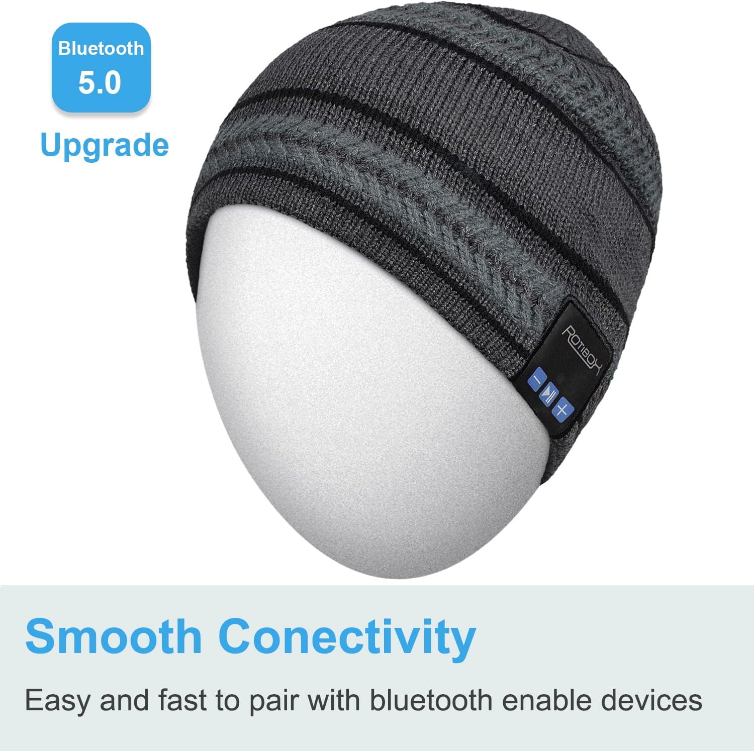 ROTIBOX Bluetooth Beanie Hat Wireless Headphone for Outdoor Sports Xmas Gifts Stocking Stuffers