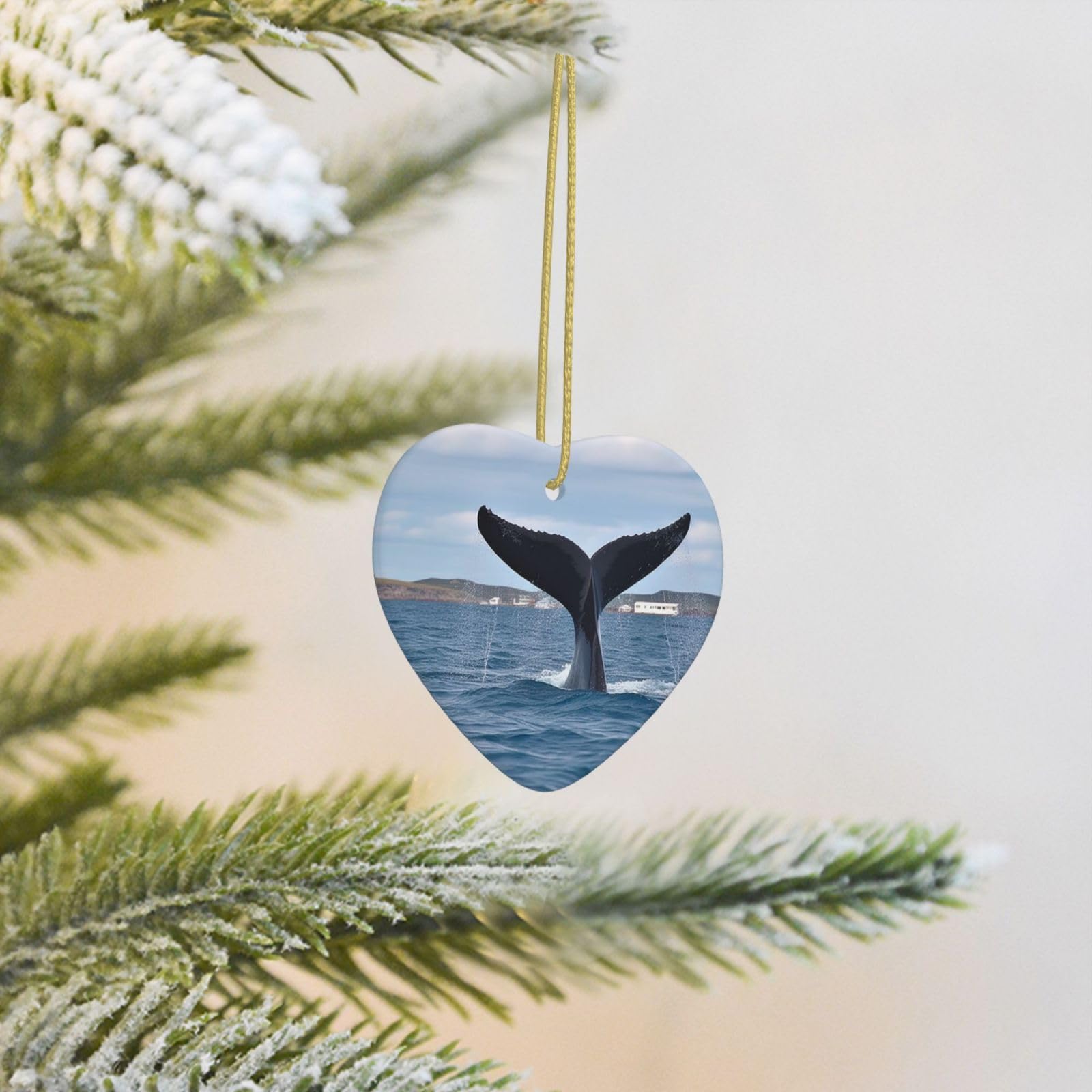 2025 Christmas Tree Decoration Hanging Heart Ornament Whale Tail Ceramic Ornaments Christmas Tree Decorations Round Pendants for Xmas Tree Winter New Year Party Supplies