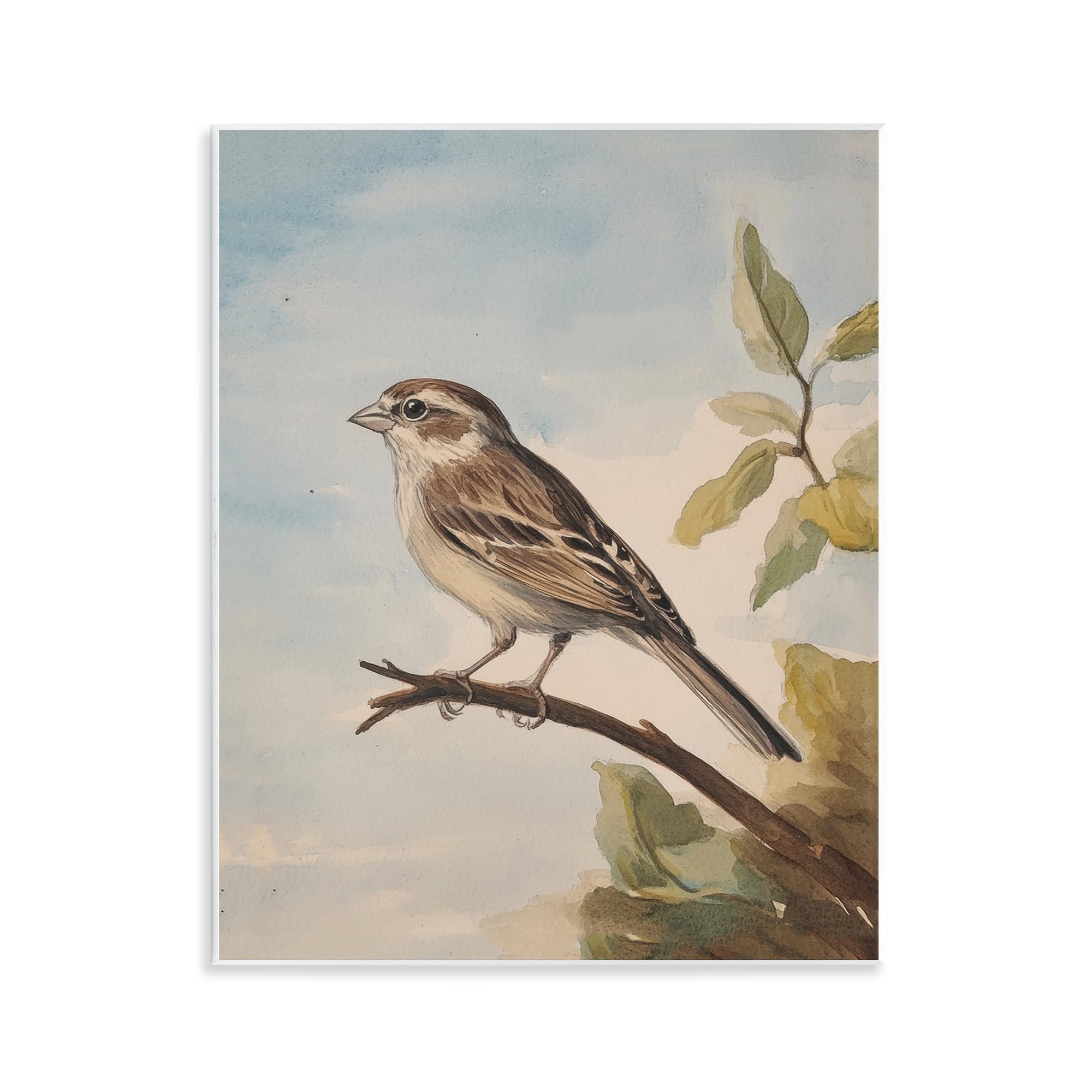 Stupell Industries Brown Bird Perched on Branch Wall Plaque Art, design by Petal Prints Design, 14 x 11