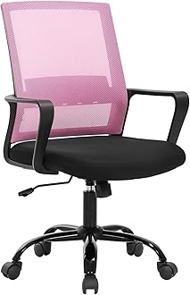 Desk Chair Mesh Office Chair Ergonomic Computer Chair Executive Lumbar Support Adjustable Stool Rolling Swivel Chair,Pink