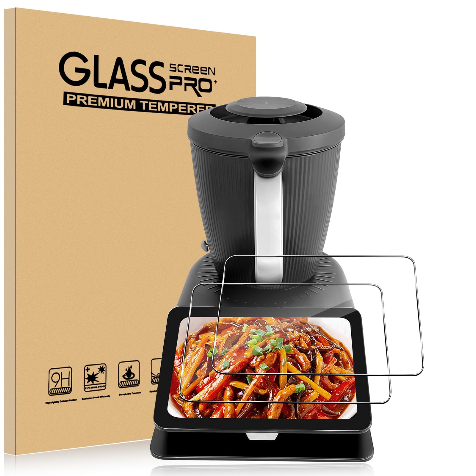 ELYCO Displayschutz Kompatibel mit Vorwerk Thermomix TM7 für Panzerglas, 2 Stück 9H Härte Schutzglas Schutzfolie, Anti-Kratzen, Anti-Fingerprint Displayschutzfolie Zubehör für TM7, Ultra-Transparent