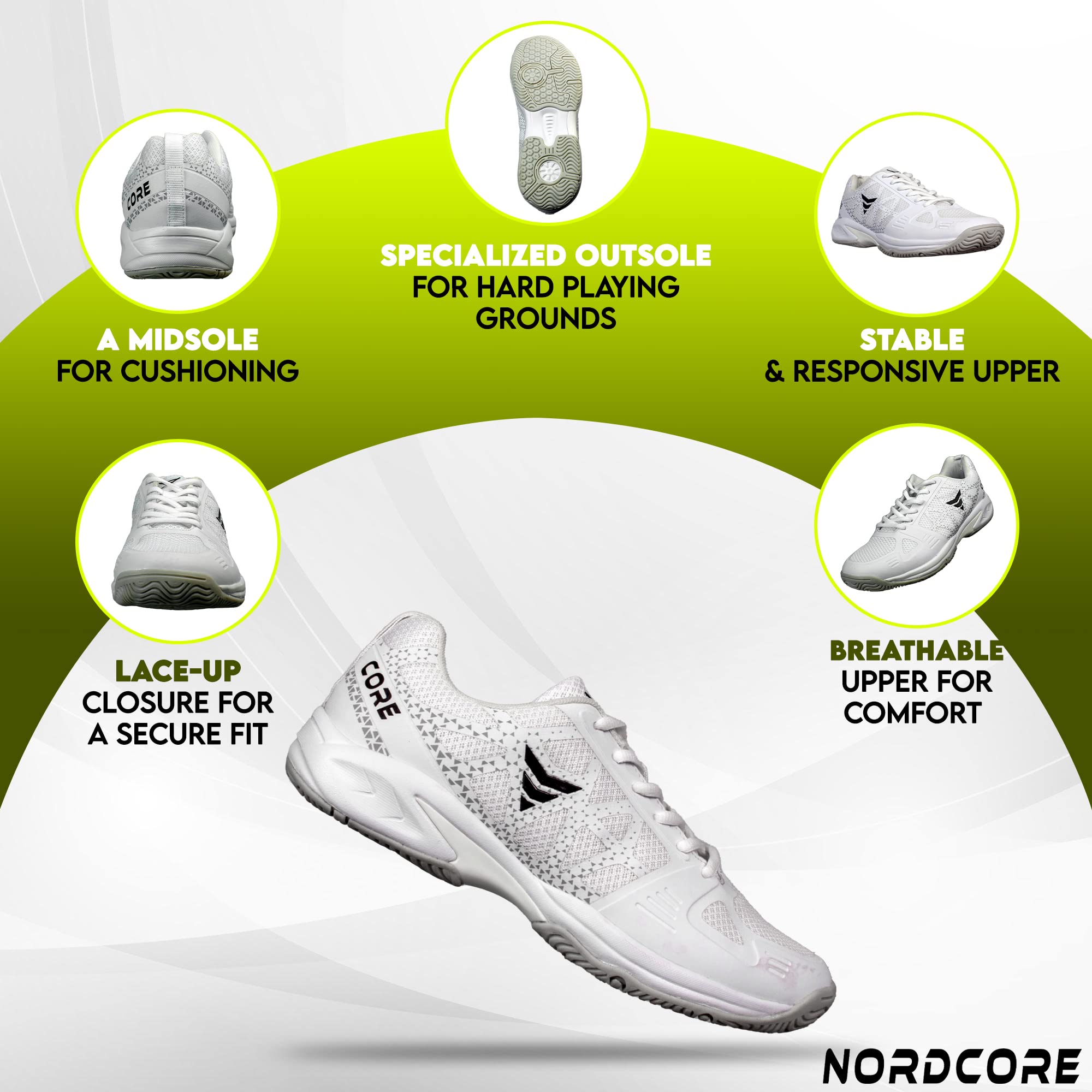 Nordcore Zapatillas de pádel/Tenis Zapatillas Tenis Transpirables - con Suela Exterior Antideslizante Zapatillas Padel para Hombres y Mujeres - Excelente Agarre en terrenos de Juego Duros