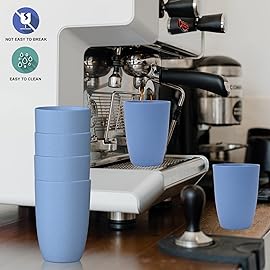 Wheat Straw Cups 6 PCS Good Alternative to Plastic Reusable Cups 12 oz Unbreakable Drinking Cup Reusable Dishwasher Safe Water Plastic Glasses Light Blue