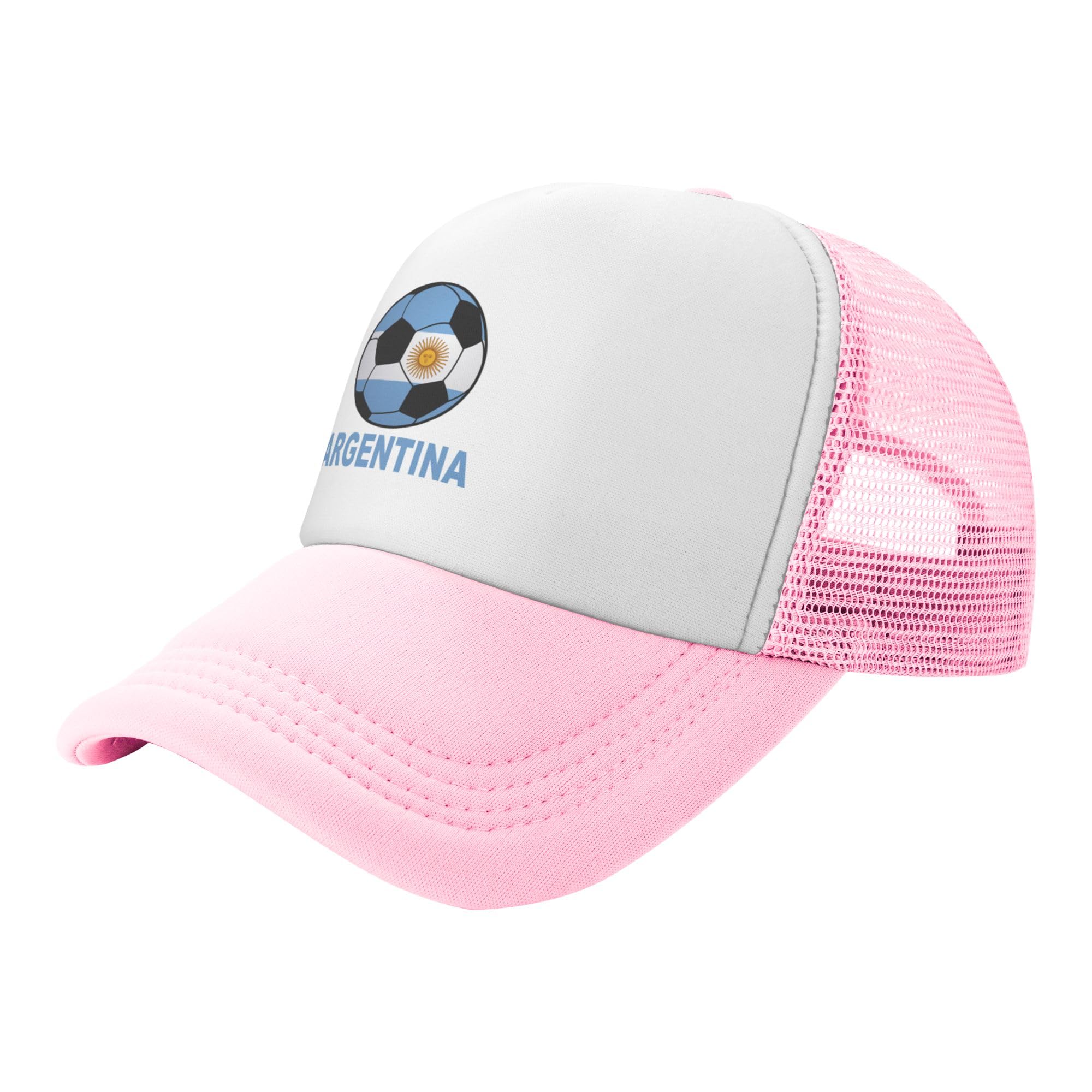 Argentina Soccer Lightweight Mesh Baseball Hat Fishing Sun Cap Outdoor Casual Cap Pink