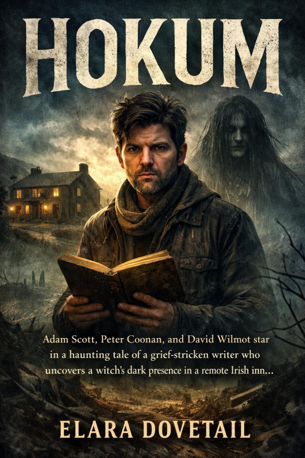 HOKUM: Adam Scott, Peter Coonan, and David Wilmot star in a haunting tale of a grief-stricken writer who uncovers a witch’s dark presence in a remote Irish inn.